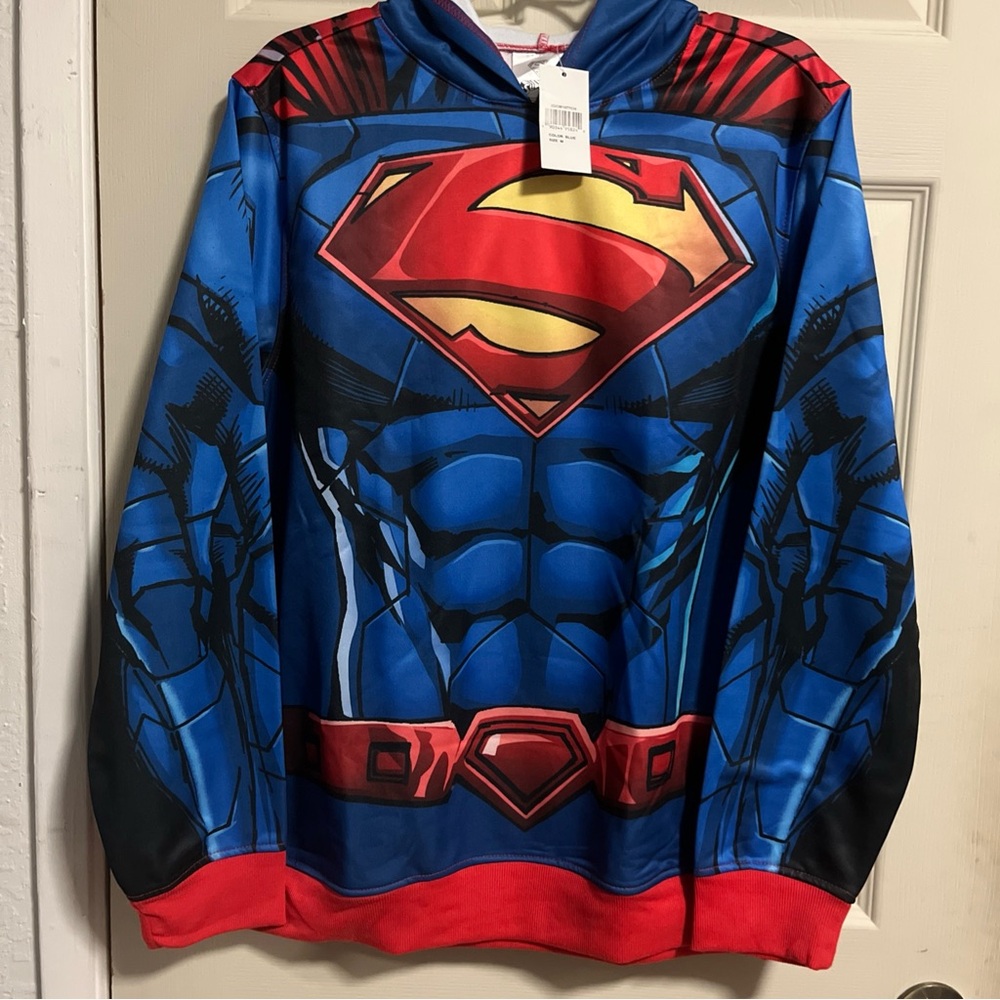 Superman Pullover Hoodie Sweatshirt Sweater Superhero DC Comics Men's Medium